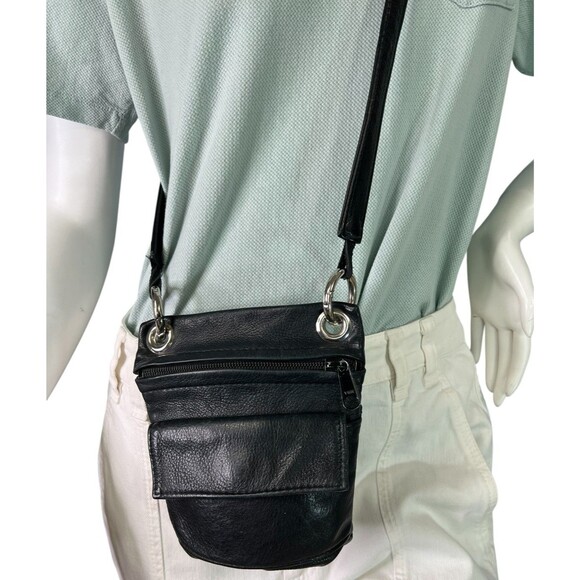 Overland Sheepskin Co. Black Leather Small Crossbody Bag Purse - Picture 1 of 9